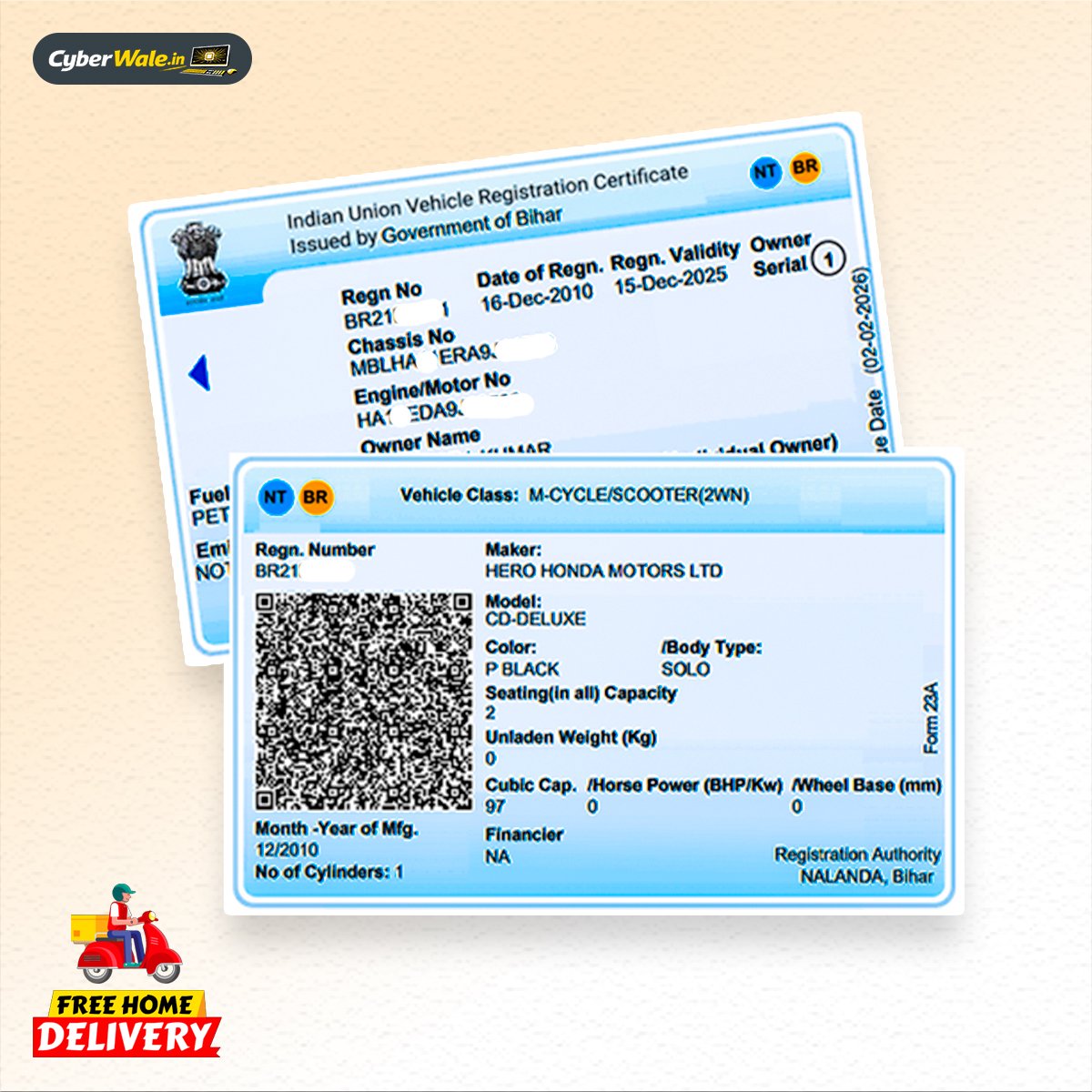 Vehicle RC Card Printing – Just ₹99 & FREE Home Delivery